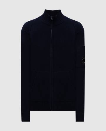 Синий кардиган с шерстью