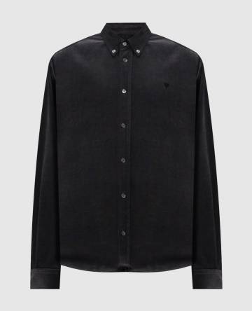 Серая вельветовая рубашка