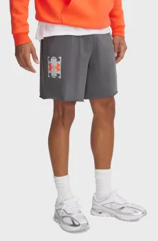 Мужские серые шорты UA Rival TerryLogo8inShort Серый S Under Armour 1390147-025