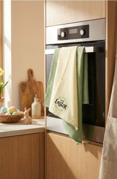 Великодні кухонні рушники з написом «Happy Easter», набір 2 шт. - зелений