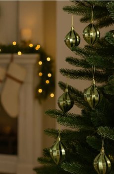 Блискучі ялинкові кульки у формі краплі, набір з 6 штук - зелений