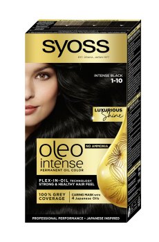 Уценка! Безаммиачная стойкая краска для волос SYOSS Oleo Intense с маслом-активатором 1-10 Глубокий черный, 115 мл