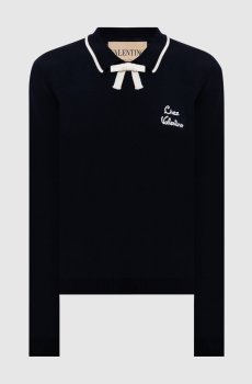 Синий джемпер из шерсти с логотипом