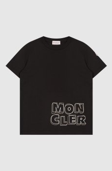 Детская черная футболка с принтом логотипа