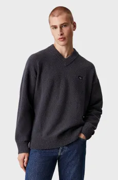 Мужской темно-серый пуловер BOUCLE V-NECK Серый L Calvin Klein Jeans J30J326452