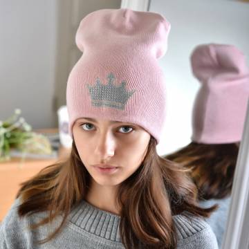 Шапки Lemanta Шапка для дівчаток колір пудра (корона серебро) Шапки Lemanta Шапка для дівчаток колір пудра (корона серебро)