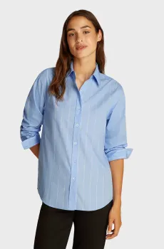 Женская голубая рубашка в полоску COTTON SHIRT REGULAR FIT Голубой 36 Calvin Klein K20K207670