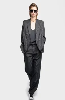 Женские темно-серые брюки в полоску Puros Серый 40 ZADIG&VOLTAIRE WWPA01866_ANTHRACITE