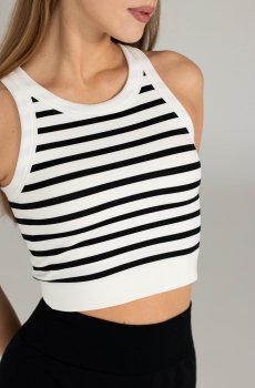 Бесшовный спортивный кроп-топ женский Flexit Flex Top Strip, White & Black, размер M