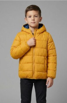 Квітована куртка puffer з капюшоном - бурштиновий