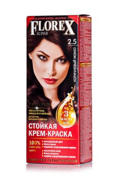 Стойкая крем-краска для волос Florex Super 2.5 Коричневый мокко, 100 мл