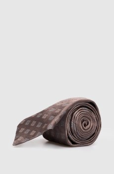 Коричневый галстук из шелка в тканом узоре