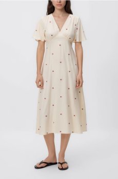 Reserved - Сукня міді з ліоцелем - світло-жовтий - 436IK-10X