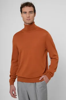 Мужской теракотовый шерстяной гольф Оранжевый M BOSS 50468262;809