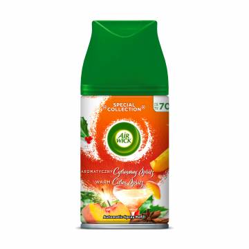 Сменный аэрозольный баллон к автоматическому освежителю воздуха Air Wick Freshmatic Согревающий цитрусовый шприц, 250 мл Сменный аэрозольный баллон к автоматическому освежителю воздуха Air Wick Freshmatic Согревающий цитрусовый шприц, 250 мл