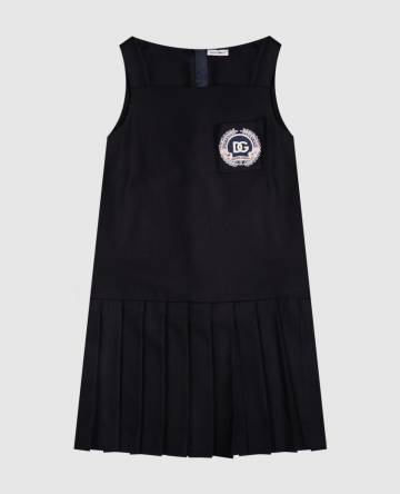 Детское синее платье из шерсти с логотипом