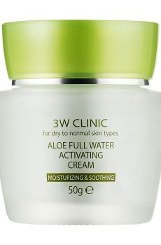 Увлажняющий крем для лица 3W Clinic Aloe Full Water Activating с экстрактом алоэ, 50 г