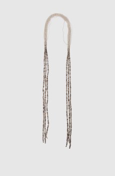 Коричневые бусы с цепочкой мониль и бусинами