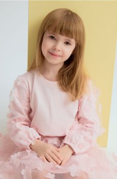 Reserved - Футболка з оздобними рукавами - пастельний рожевий - 900HT-03X