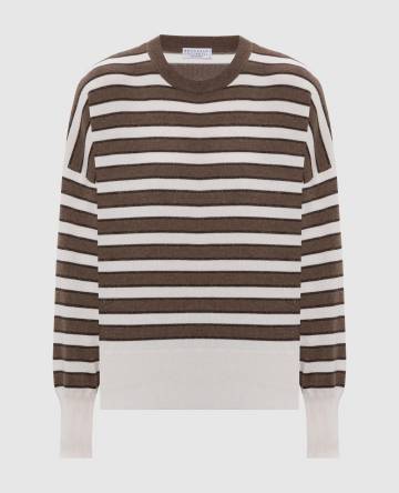 Коричневый свитер из кашемира в полоску Коричневый свитер из кашемира в полоску