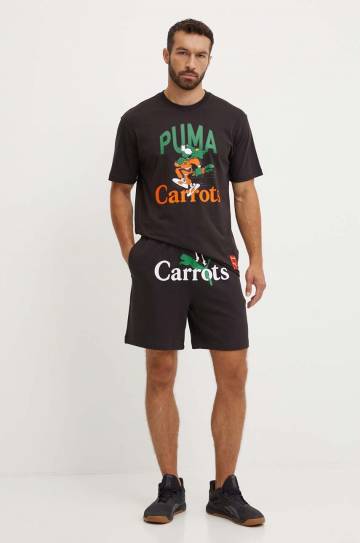 Хлопковая футболка Puma PUMA X CARROTS Graphic Tee мужская цвет чёрный с принтом 627443 Хлопковая футболка Puma PUMA X CARROTS Graphic Tee мужская цвет чёрный с принтом 627443