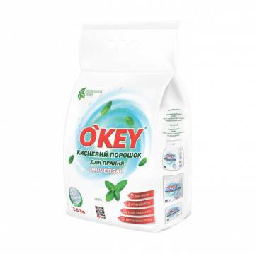 Кислородный порошок для стирки Okey Universal Мята, 2.8 кг Кислородный порошок для стирки Okey Universal Мята, 2.8 кг