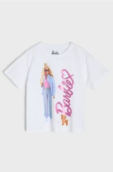Бавовняна футболка з принтом Barbie - білий