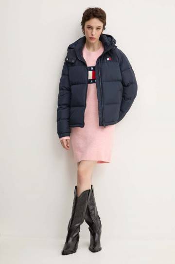 Платье с примесью шерсти Tommy Jeans цвет розовый mini oversize DW0DW18719 Платье с примесью шерсти Tommy Jeans цвет розовый mini oversize DW0DW18719