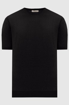 Черная футболка из шелка и льна