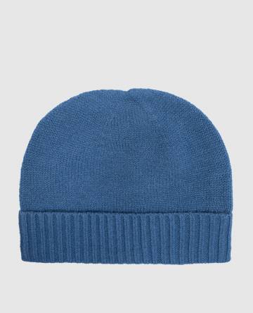 Синяя шапка из кашемира с рубчиком