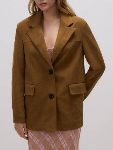 Reserved - Піджак oversize зі штучної замші - золотисто-коричневий - YT699-82X Reserved - Піджак oversize зі штучної замші - золотисто-коричневий - YT699-82X