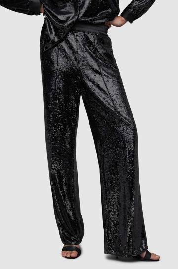 Брюки AllSaints Charli женские цвет чёрный широкие средняя посадка Брюки AllSaints Charli женские цвет чёрный широкие средняя посадка
