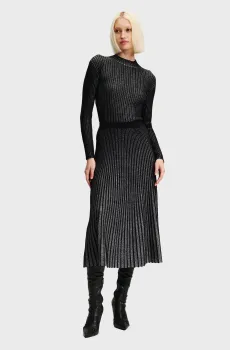 Женская черная плиссированная юбка PLEATED LUREX Черный L Karl Lagerfeld 246W1205