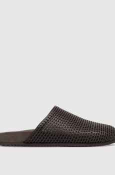 Коричневые кожаные мюли с цепочкой мониль