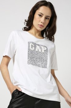 GAP Brand Logo Embellished Short Sleeves Slim-Fit T-hirt