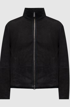 Черная укороченная дубленка