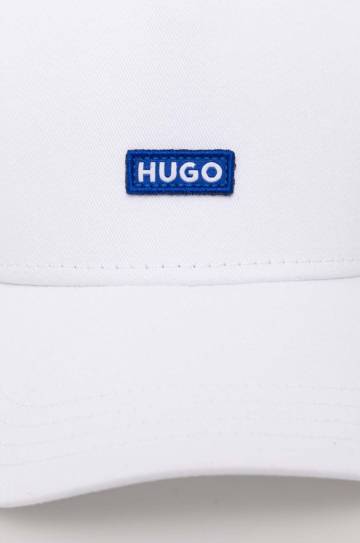 Хлопковая кепка Hugo Blue цвет белый с аппликацией Хлопковая кепка Hugo Blue цвет белый с аппликацией