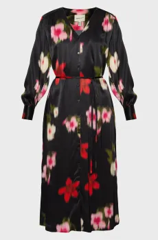 Женское черное платье с узором RELAXED FLORAL PRINT SHIRT DRESS Черный 34 Gant 4503367