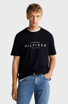 Мужская темно-синяя футболка BIG HILFIGER TEE Синий XXL Tommy Hilfiger MW0MW37448