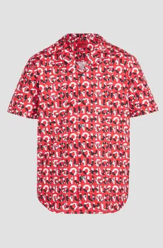 Мужская красная рубашка с узором Красный S HUGO 50514146;693