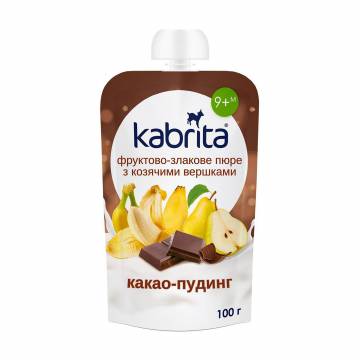 Фруктово-злаковое пюре Kabrita Какао-пудинг, с козьими сливками, от 9 месяцев, 100 г