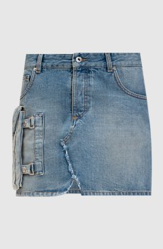 Голубая джинсовая юбка мини