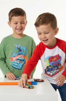 Бавовняні футболки з принтом 2 pack Hot Wheels - різнобарвний