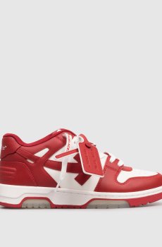 Красные кожаные кроссовки Out Of Office с эмблемой