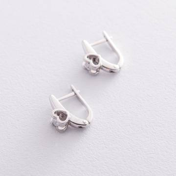Золотые серьги "Сердце" (куб. циркон Swarovski) с06200 Золотые серьги "Сердце" (куб. циркон Swarovski) с06200
