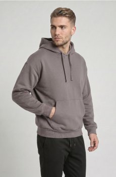Кофта comfort fit з капюшоном з домішкою бавовни - темно-сірий