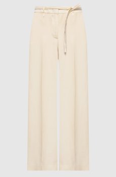 Брюки цвета айвори из льна с цепочкой мониль