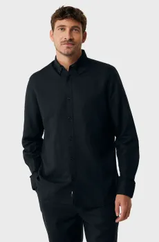 Мужская черная льняная рубашка CALEB Basic linen shirt Черный S Mexx MF007200151M
