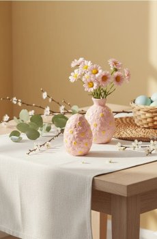 Великоднє керамічне яйце з квітковим візерунком - різнобарвний