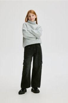 Reserved - Широкі wide leg з кишенями карго - чорний - 805FF-99J